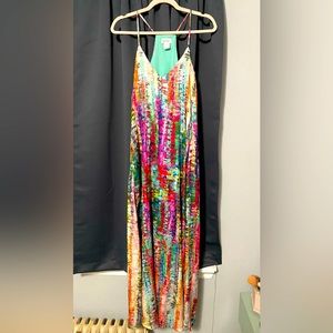 Nicole Miller Colorful Silk Maxi Dress